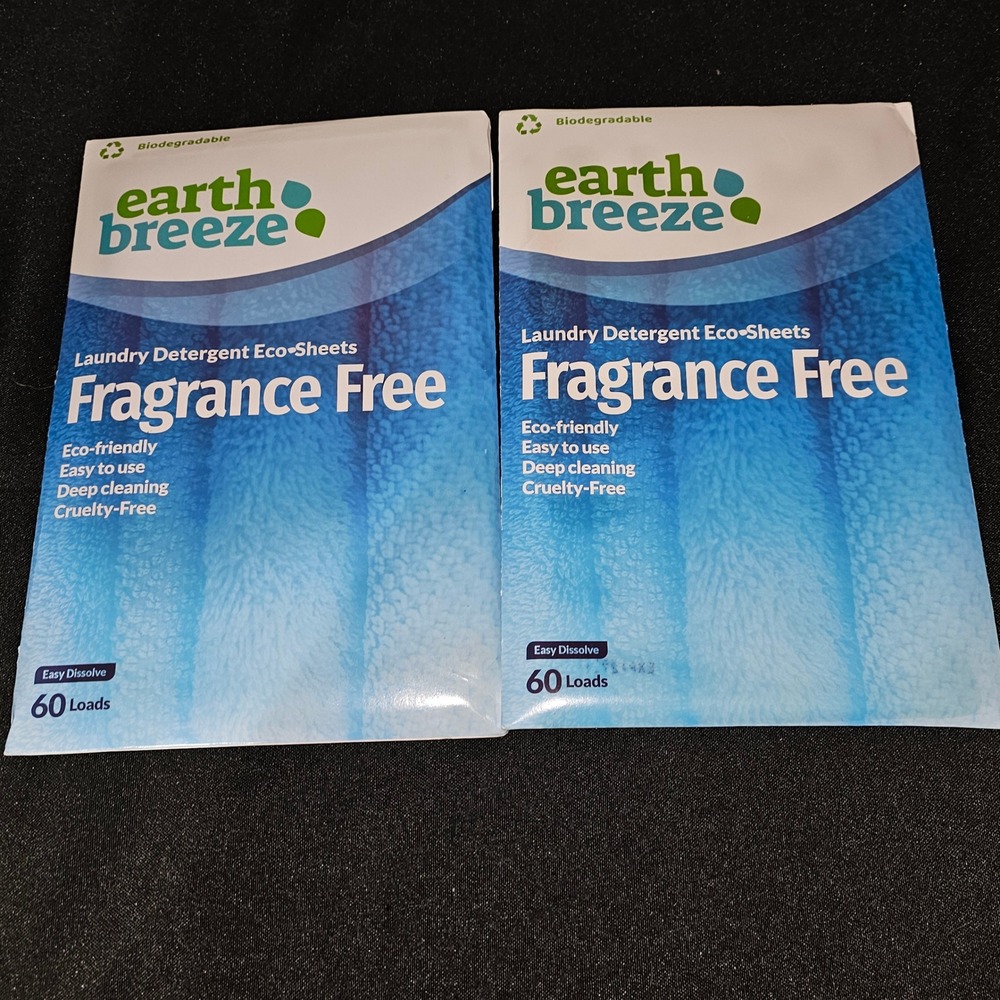 Earth Breeze 2 Packs Fragrance Free Eco Friendly Laundry Detergent‎ 120 Sheets